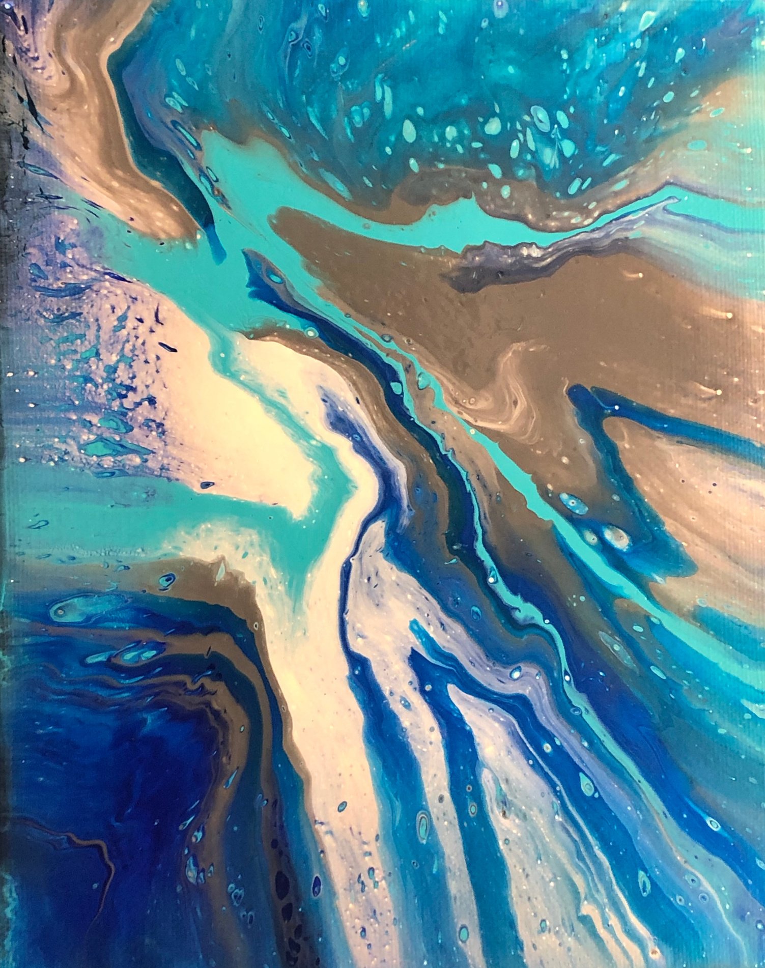 Acrylic Pour Painting - blues w/grey